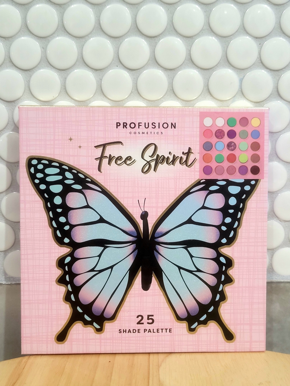 Profusion Cosmetics Free Spirit 25-Shade Eyeshadow Palette - Pink Blue Butterfly